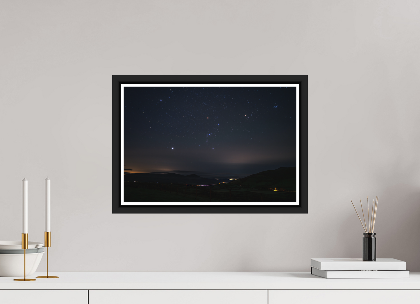 45 x 30 cm, Matt Black Winter Stars over Keswick