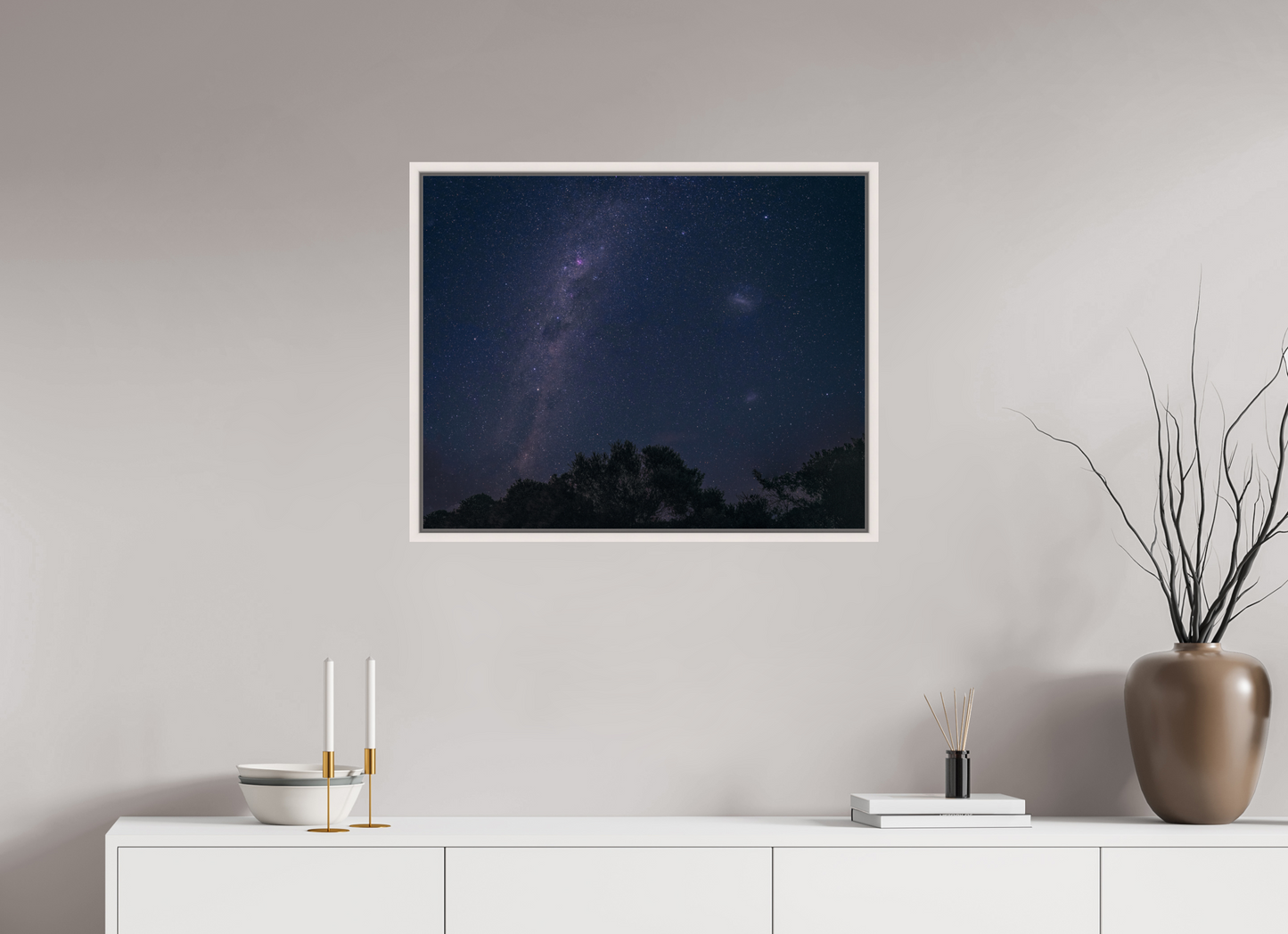 75.1 x 60 cm, White Frame Southern Milky Way and Magellanic Clouds