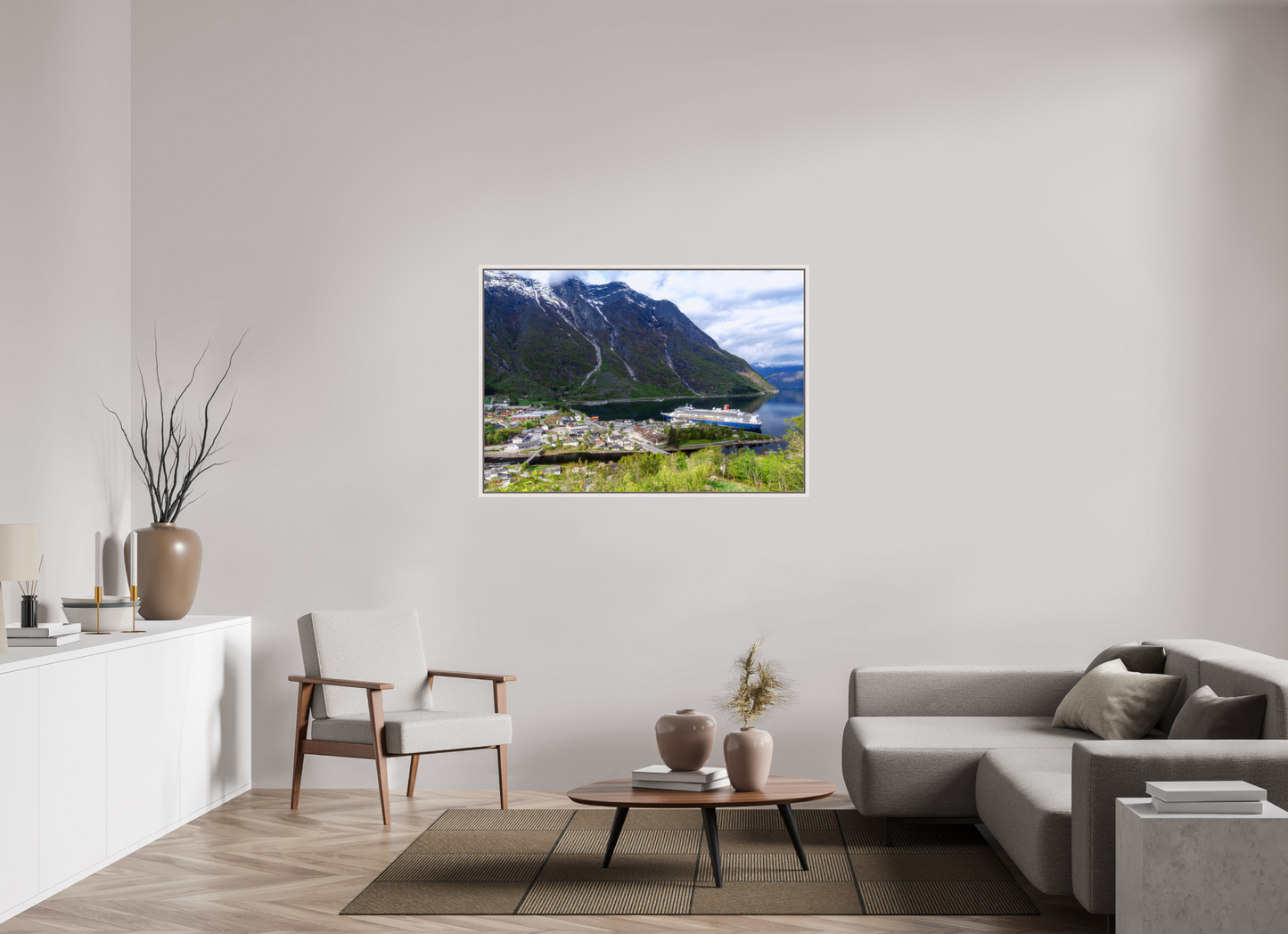 129.9 x 90 cm, White Frame Borealis in Eidfjord