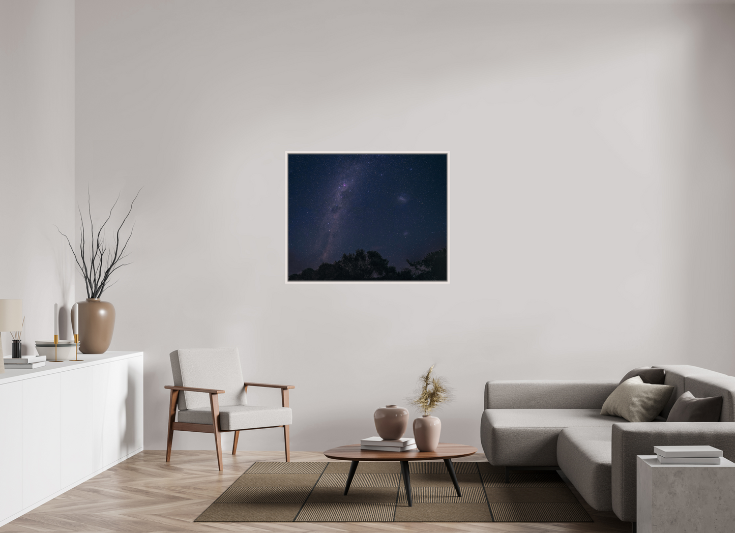 112.7 x 90 cm, White Frame Southern Milky Way and Magellanic Clouds