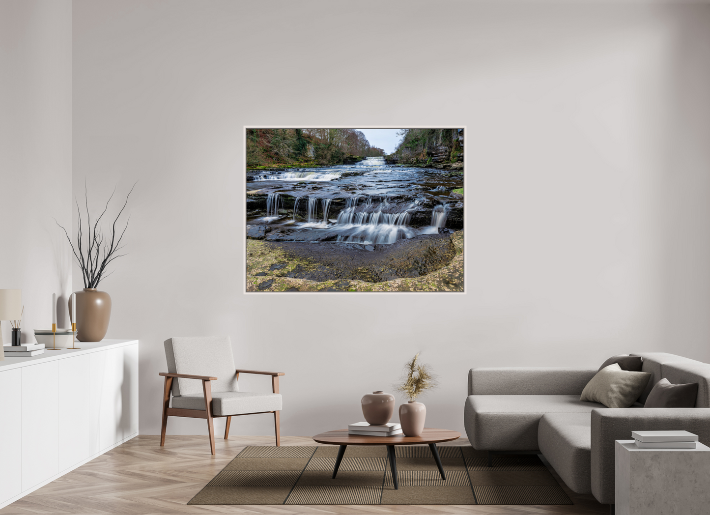 160 x 120 cm, White Frame Lower Aysgarth Falls