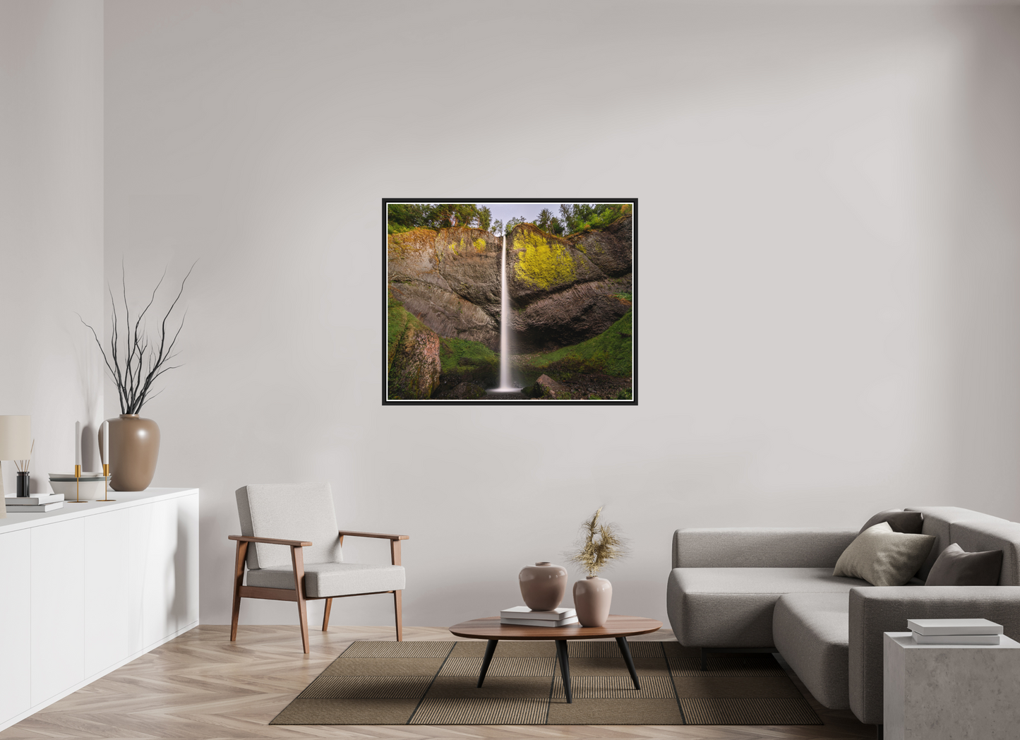 125 x 100 cm, Matt Black Frame Dusk at Latourell Falls