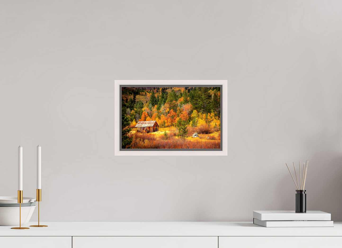 32 x 20 cm, White Frame Hope Valley Barn