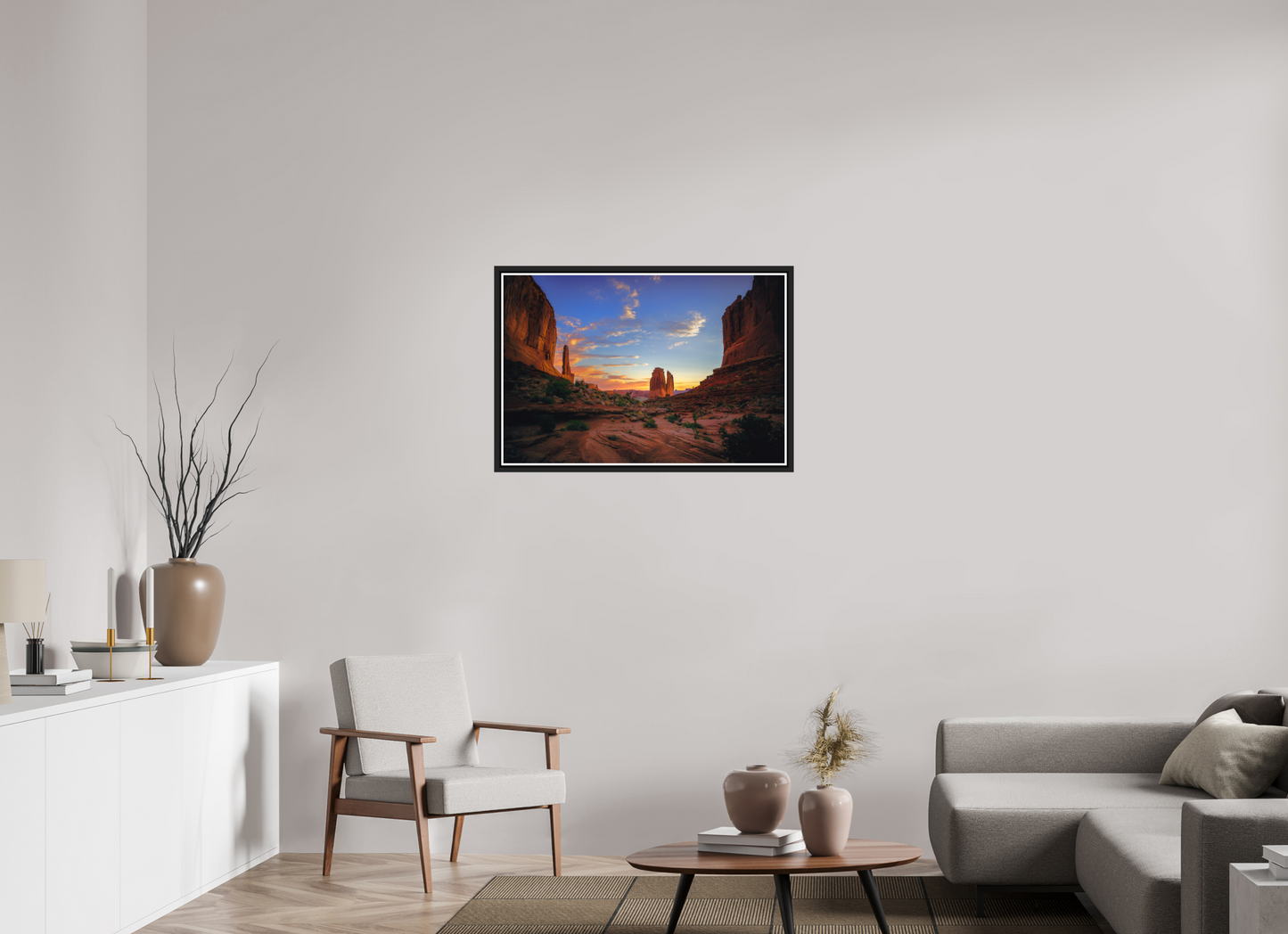 90 x 60 cm, Matt Black Frame Park Avenue Trail at Sunrise