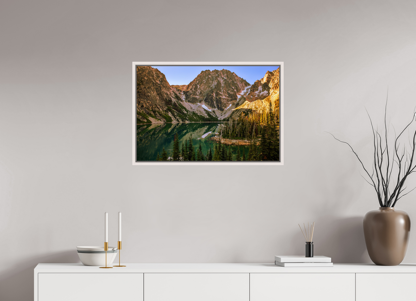 75 x 50 cm, White Frame Colchuck Lake