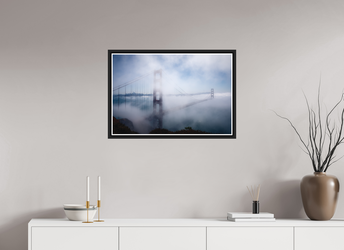 75 x 50 cm, Matt Black Frame Golden Gate, Summer 2017