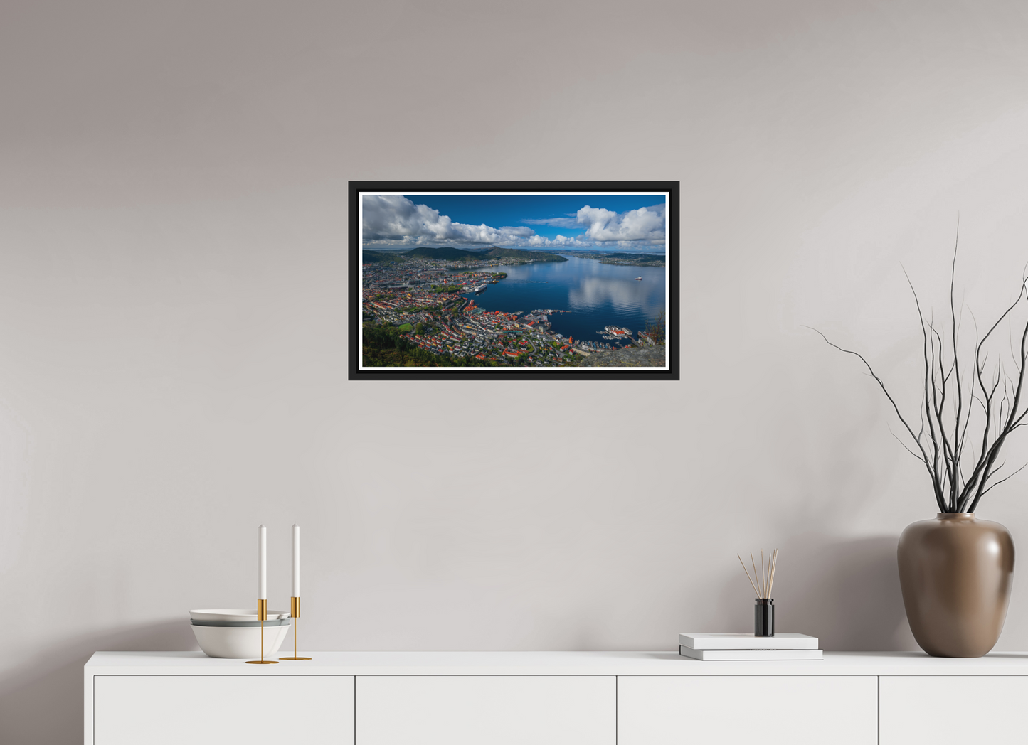 64 x 36 cm, Matt Black Frame Borealis in Bergen