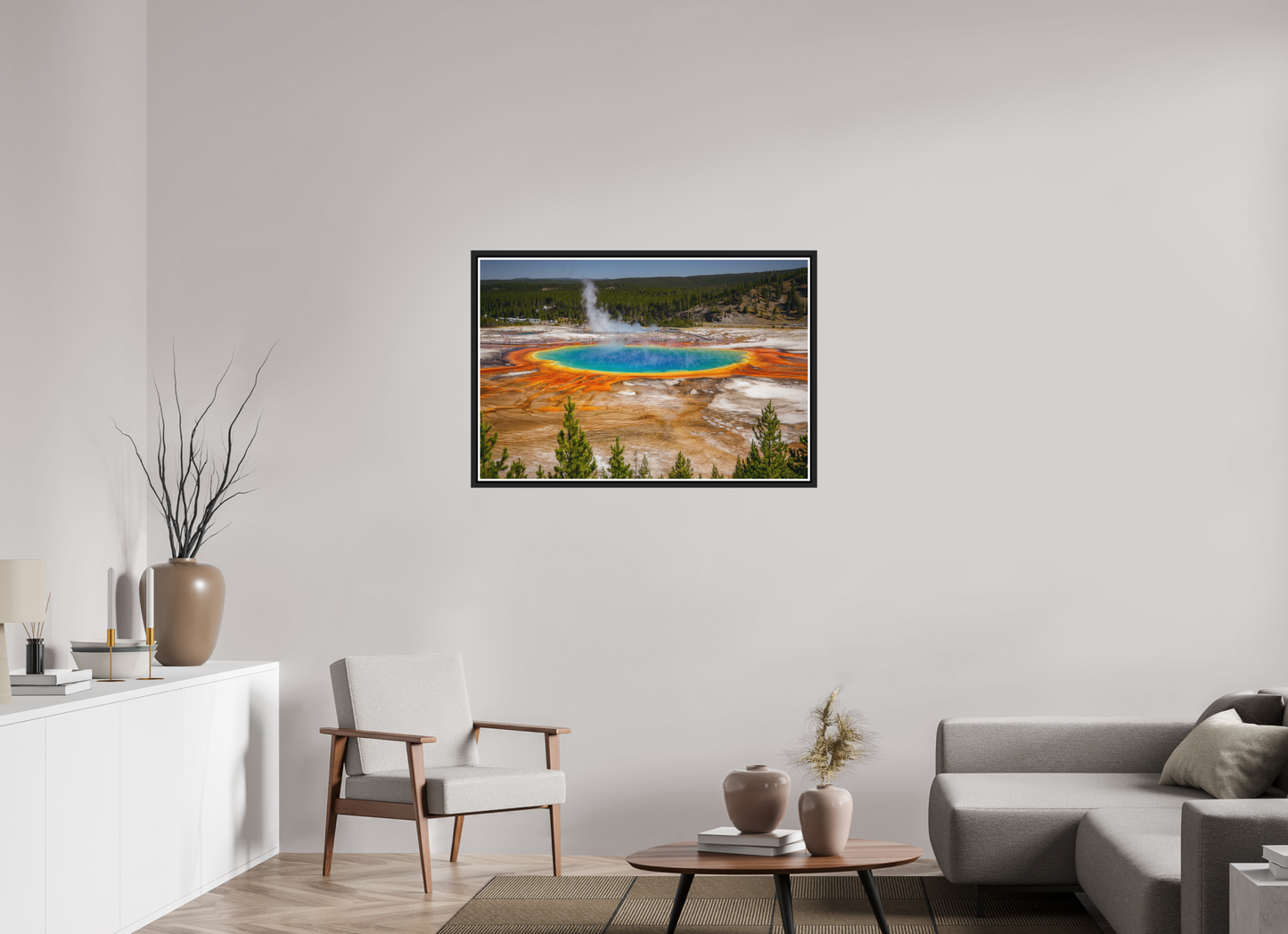 105 x 70 cm, Matt Black Frame The Grand Prismatic Spring, Yellowstone