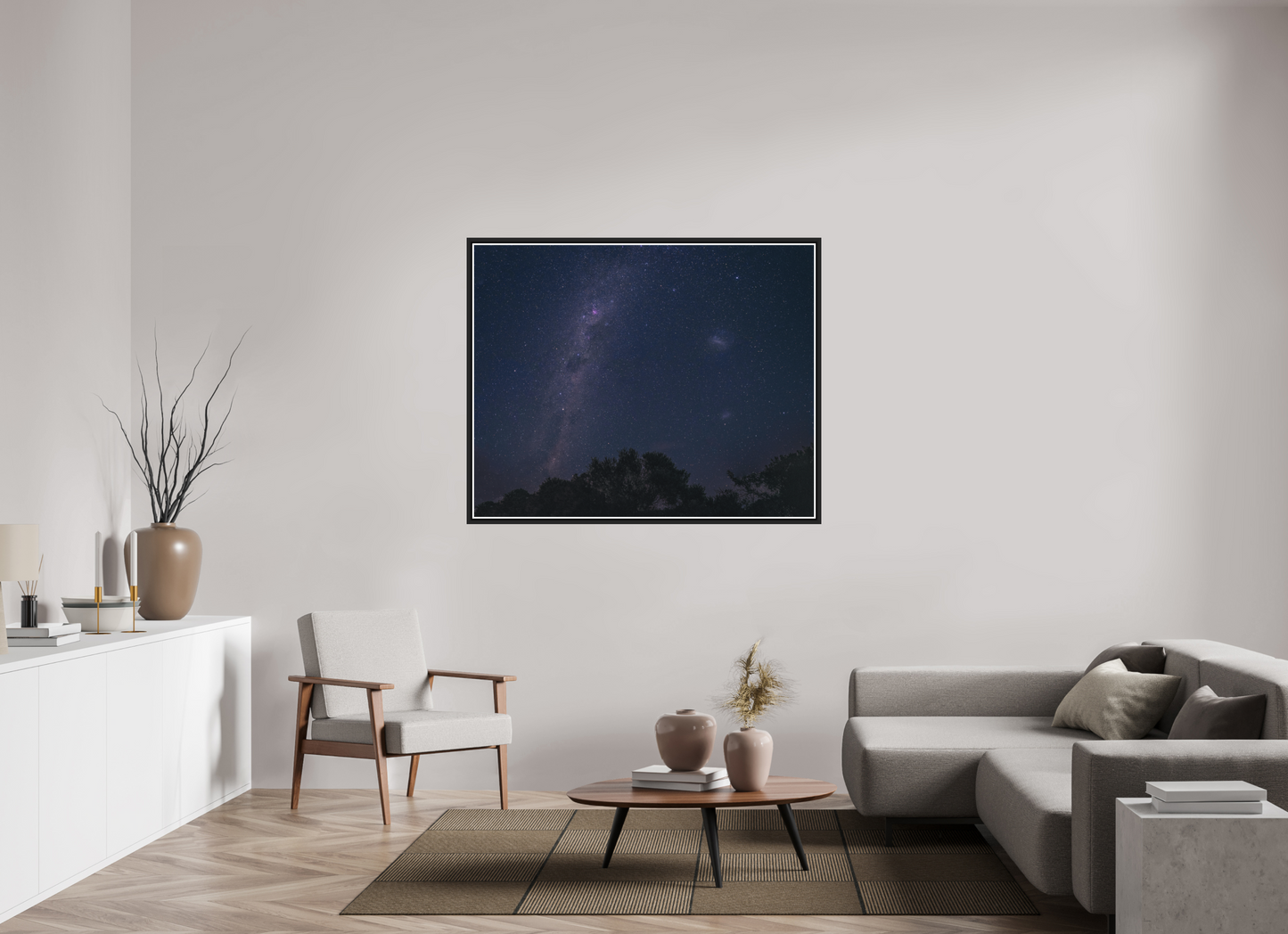 137.7 x 110 cm, Matt Black Frame Southern Milky Way and Magellanic Clouds