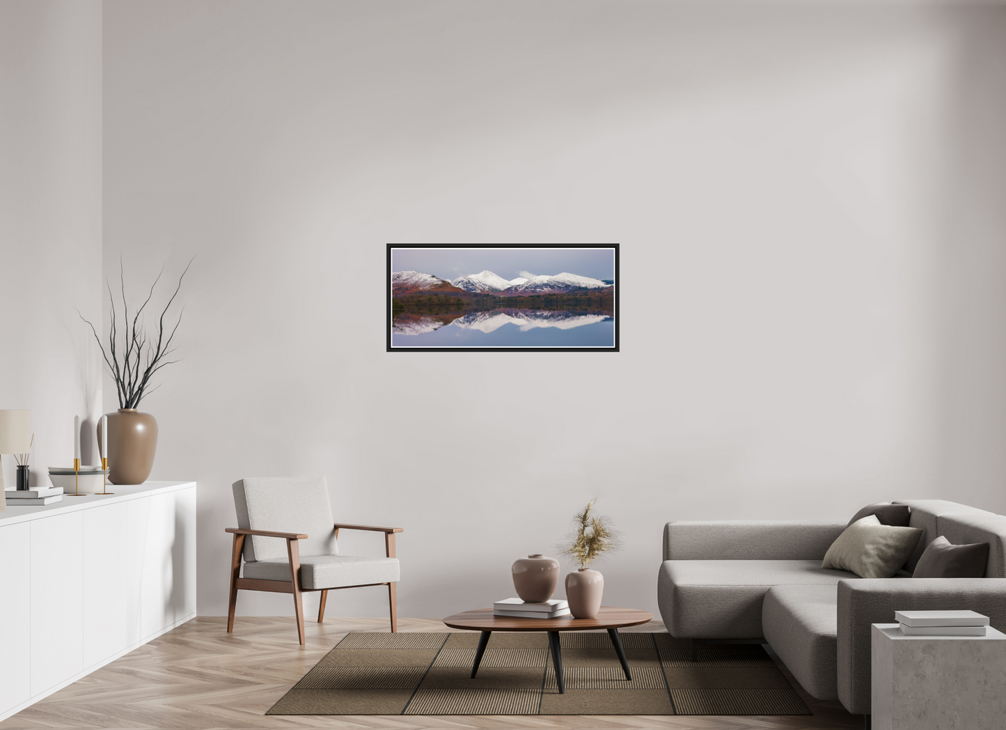 114.8 x 50 cm, Matt Black Frame Derwentwater, January 2018