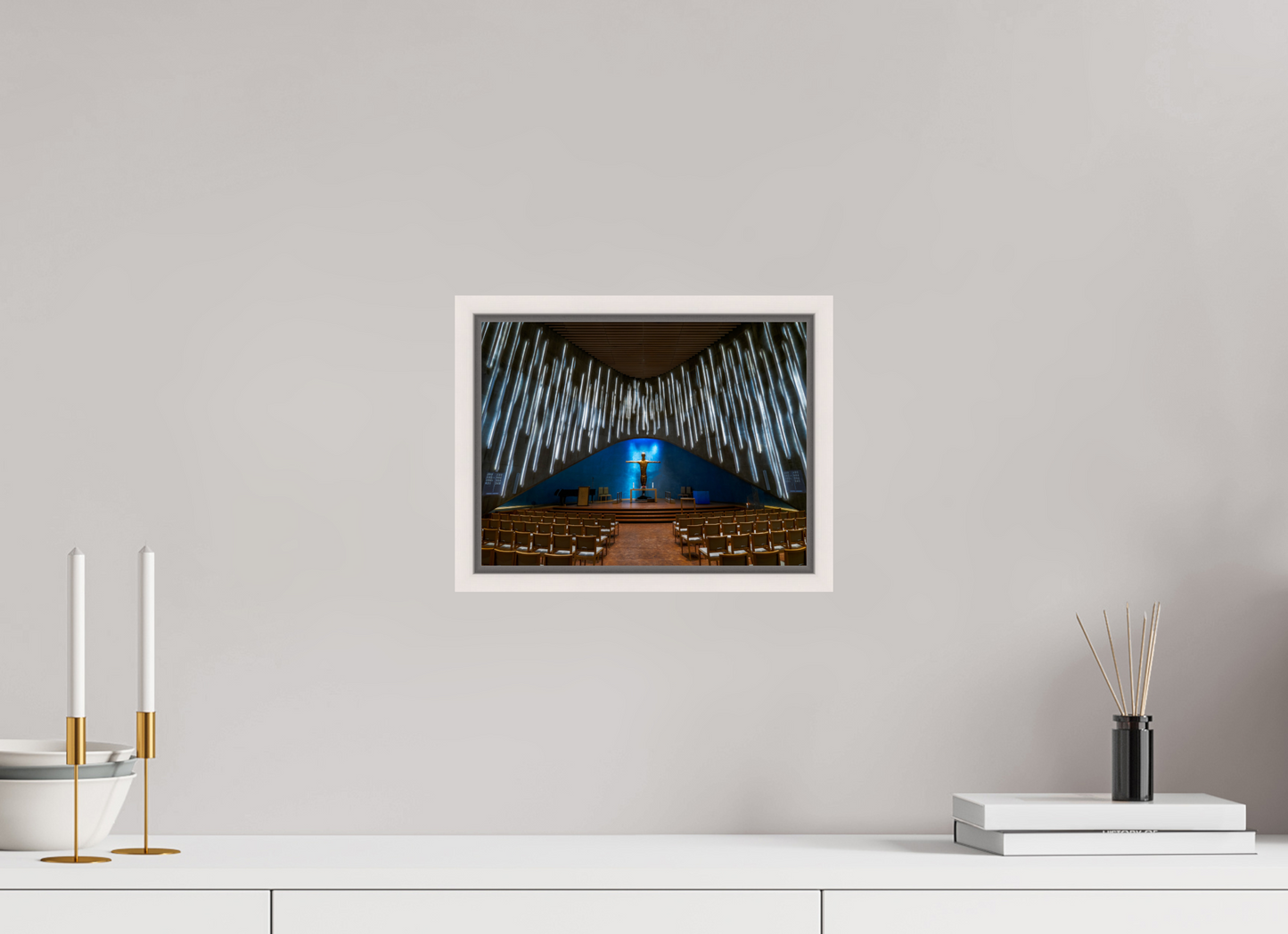 28 x 21 cm, White Frame Northern Lights Cathedral, Alta