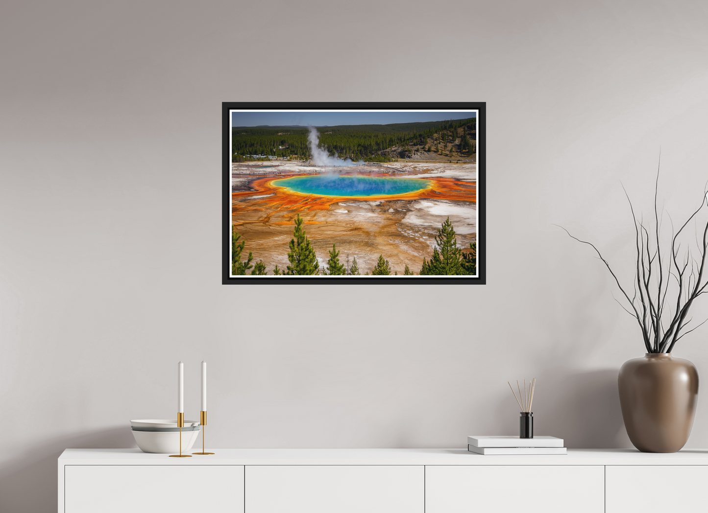 75 x 50 cm, Matt Black Frame The Grand Prismatic Spring, Yellowstone