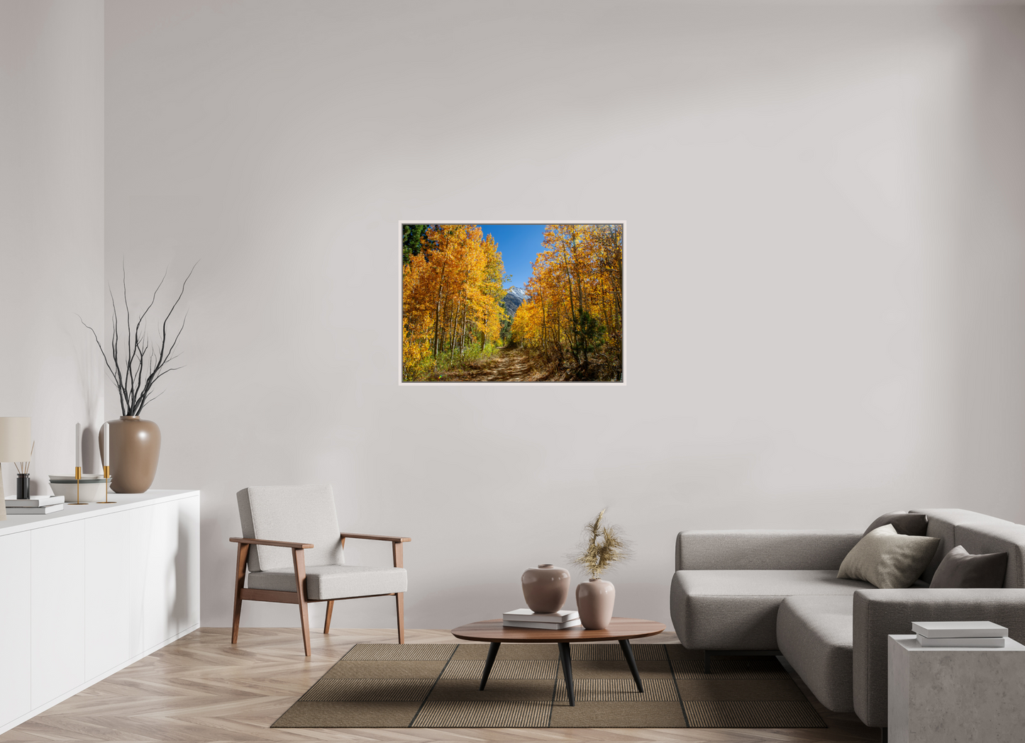 112 x 80 cm, White Frame Autumn in the Sierras