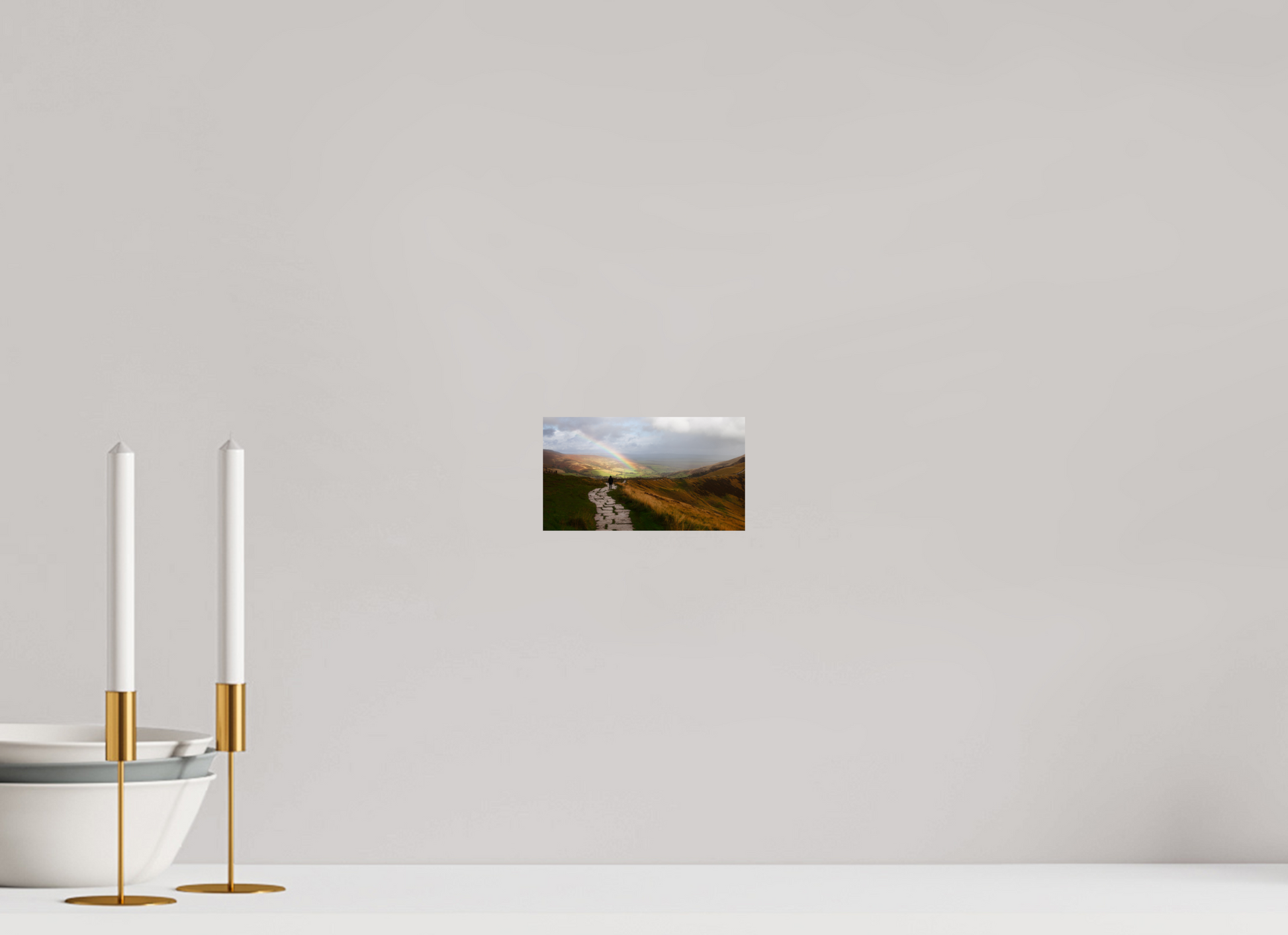 16 x 9 cm, Photo Print On Fuji Crystal DP II Rainbow above Castleton