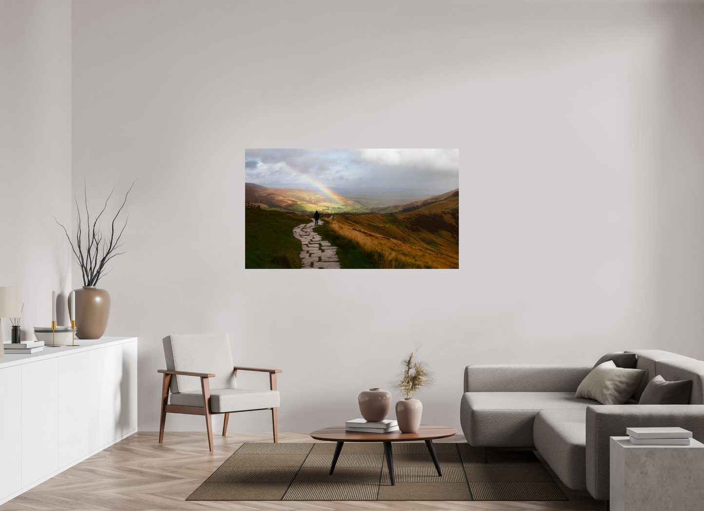 160 x 90 cm, Photo Print On Fuji Crystal DP II Rainbow above Castleton