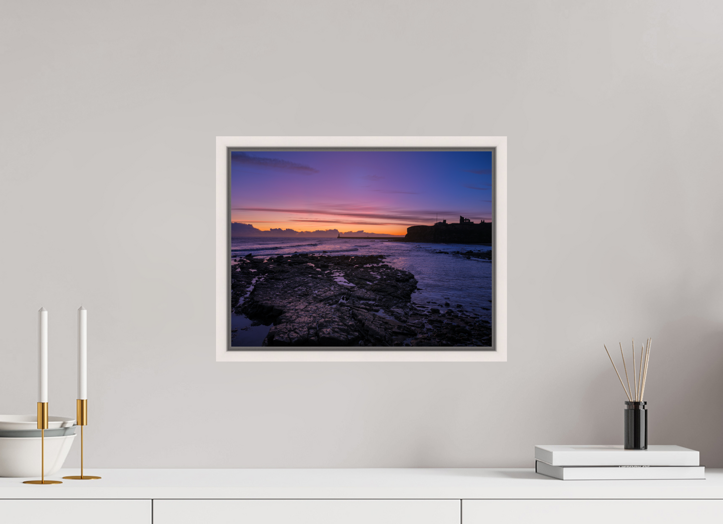 40 x 30 cm, White Frame Dawn on 21st November 25 Tynemouth
