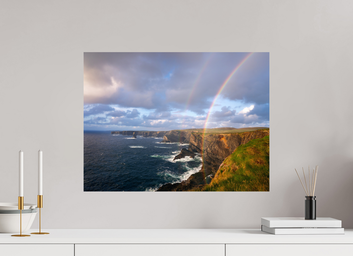 60 x 45 cm, Photo Print On Fuji Crystal DP II Kilkee Cliffs rainbow