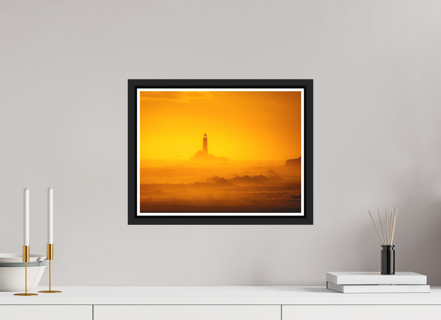 40 x 30 cm, Matt Black Frame St Mary's from Blyth