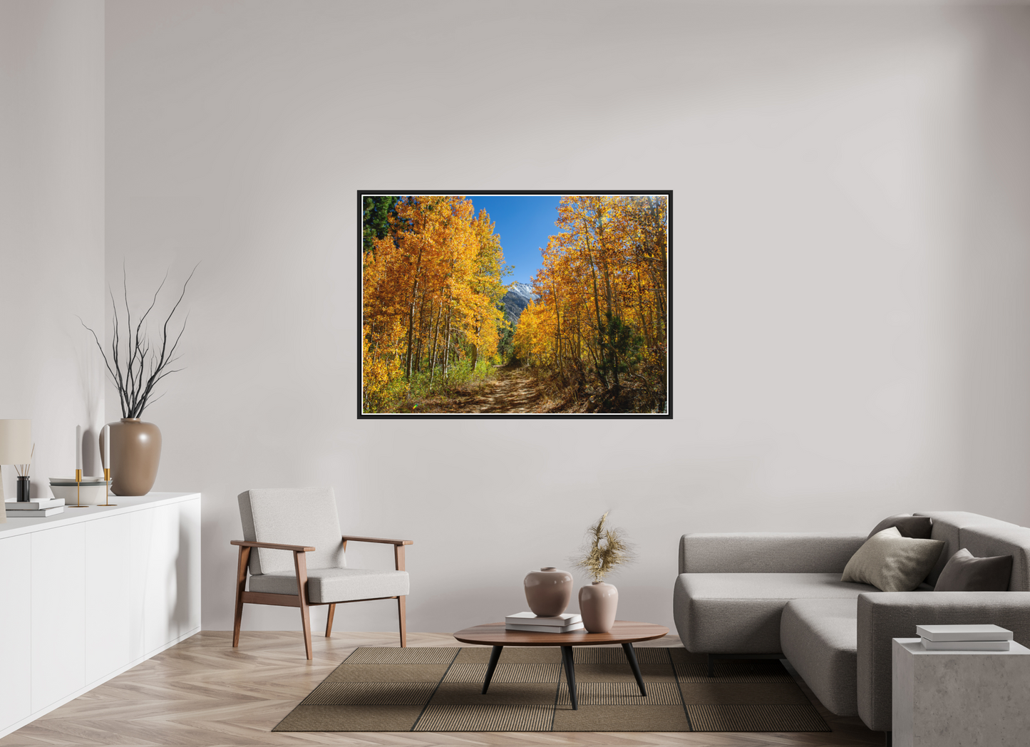 154.1 x 110 cm, Matt Black Frame Autumn in the Sierras