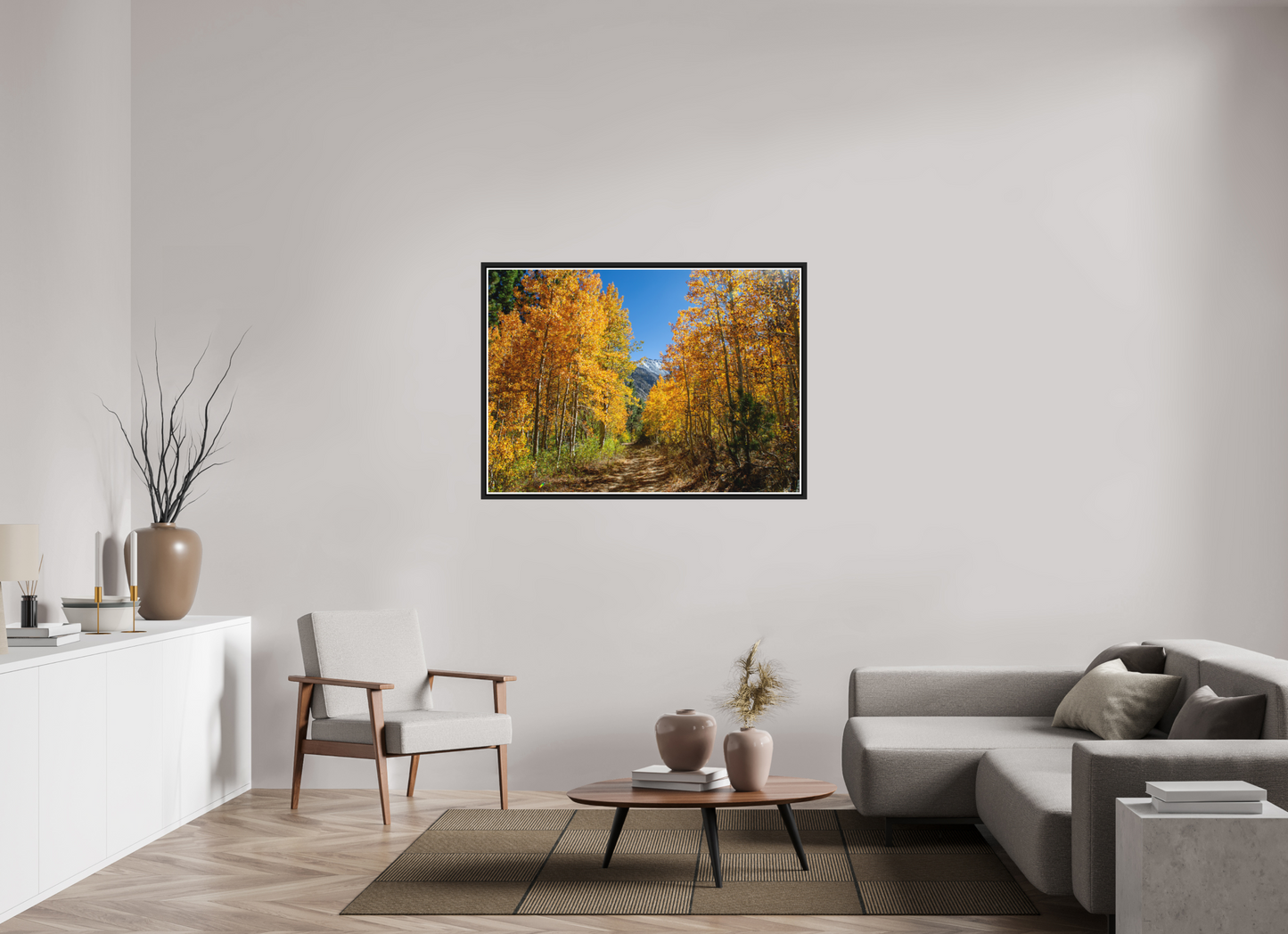 126.1 x 90 cm, Matt Black Frame Autumn in the Sierras