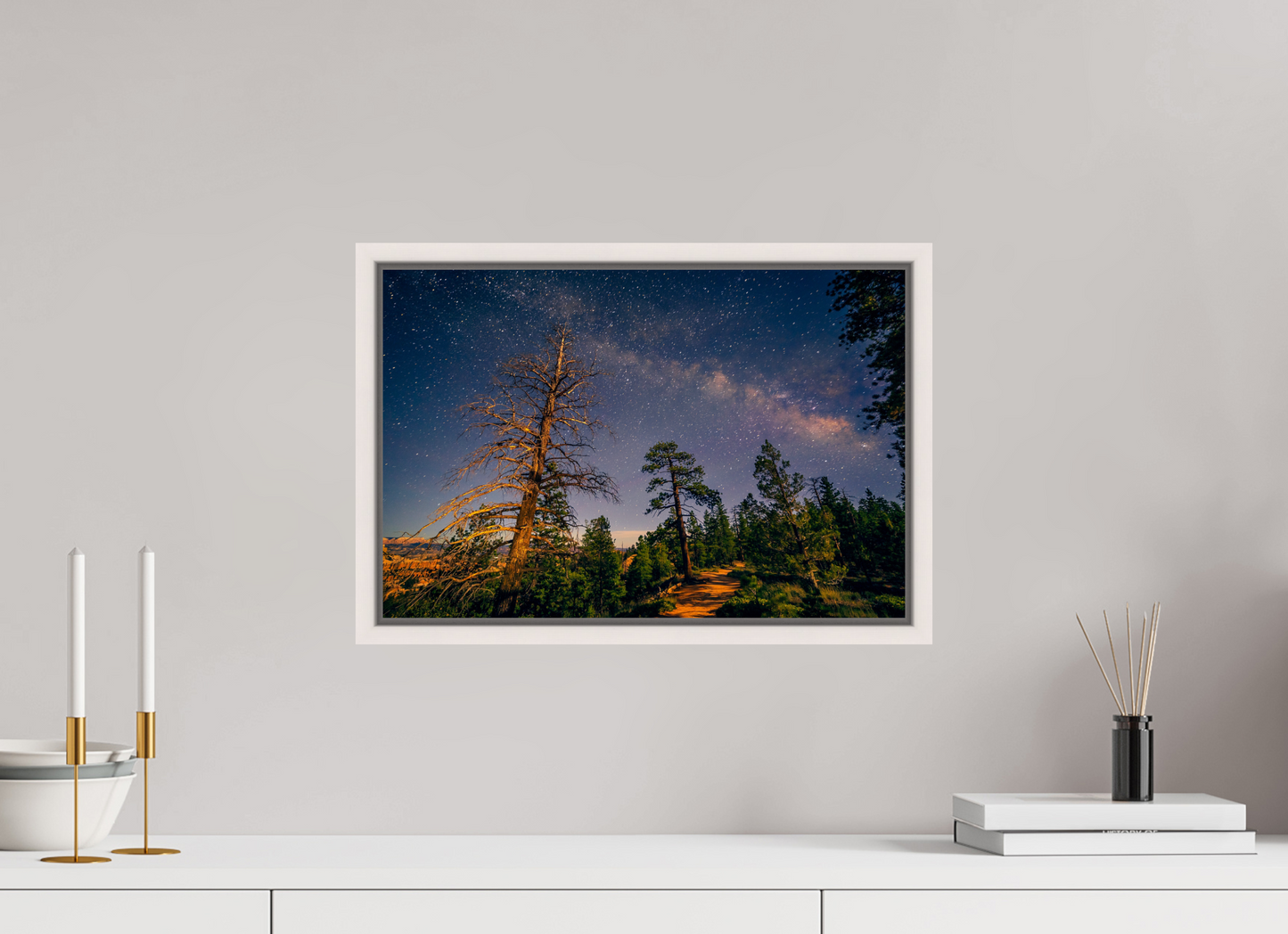 45 x 30 cm, White Frame Bryce Canyon at Night