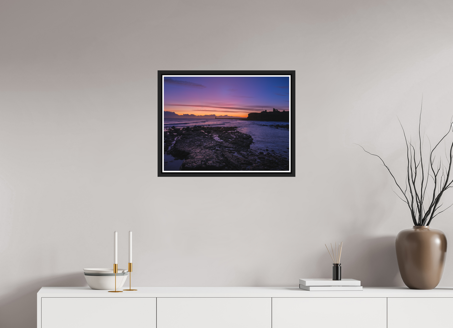 60 x 45 cm, Matt Black Frame Dawn on 21st November 25 Tynemouth