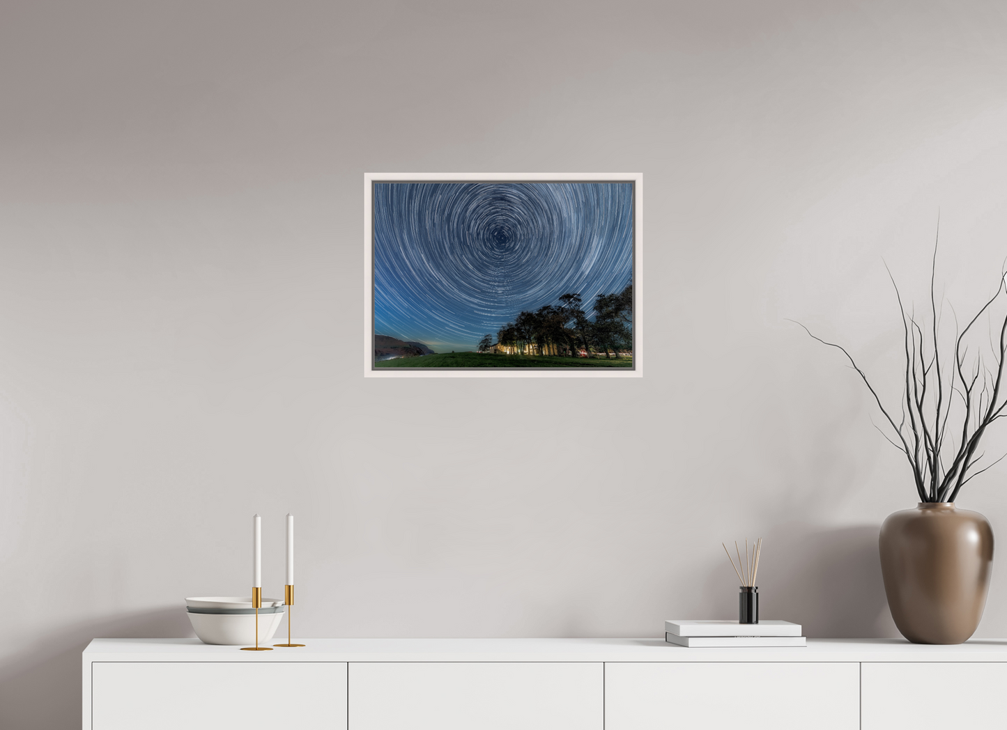 56 x 40 cm, White Frame Near Howe Star Trails