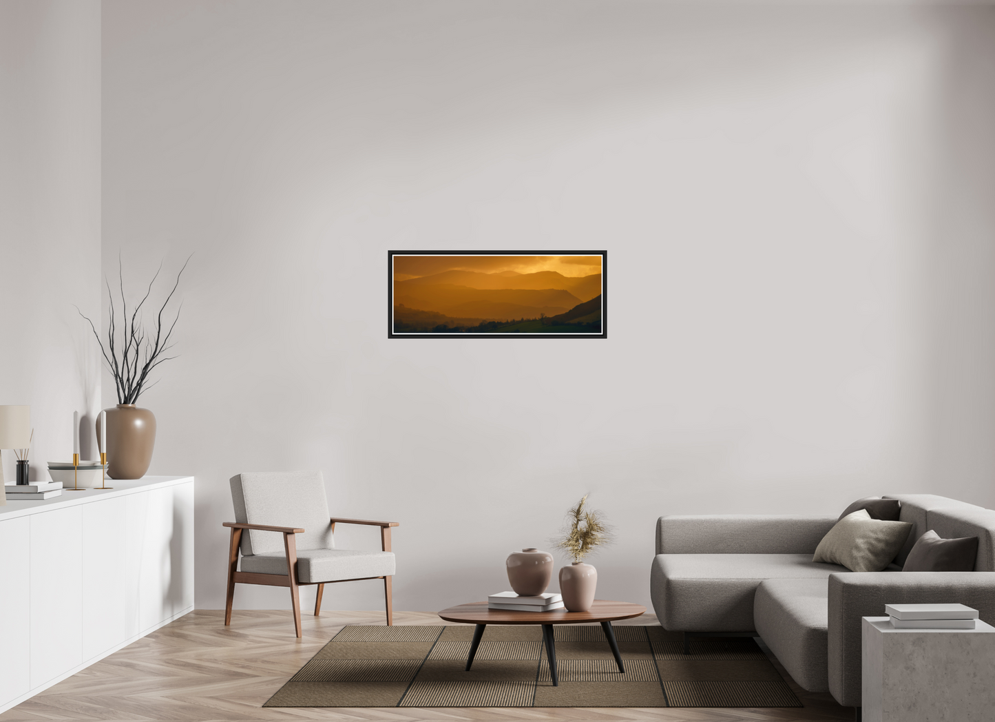 108.9 x 40 cm, Matt Black Frame Lakeland Layers from Near Howe
