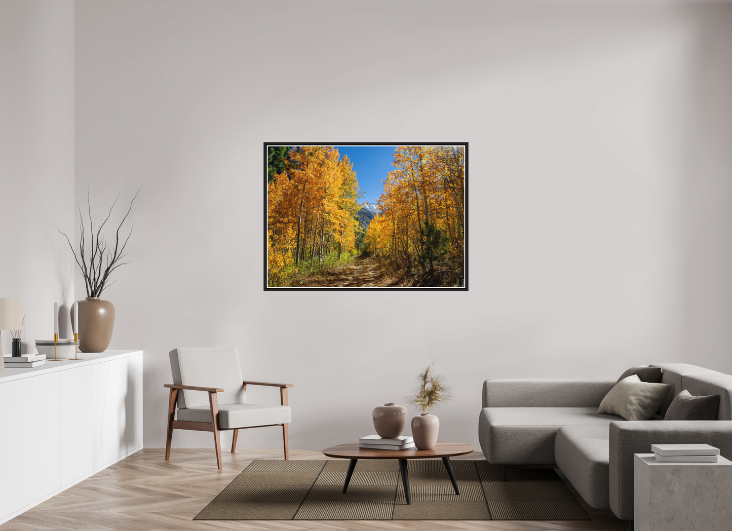 140.1 x 100 cm, Matt Black Frame Autumn in the Sierras