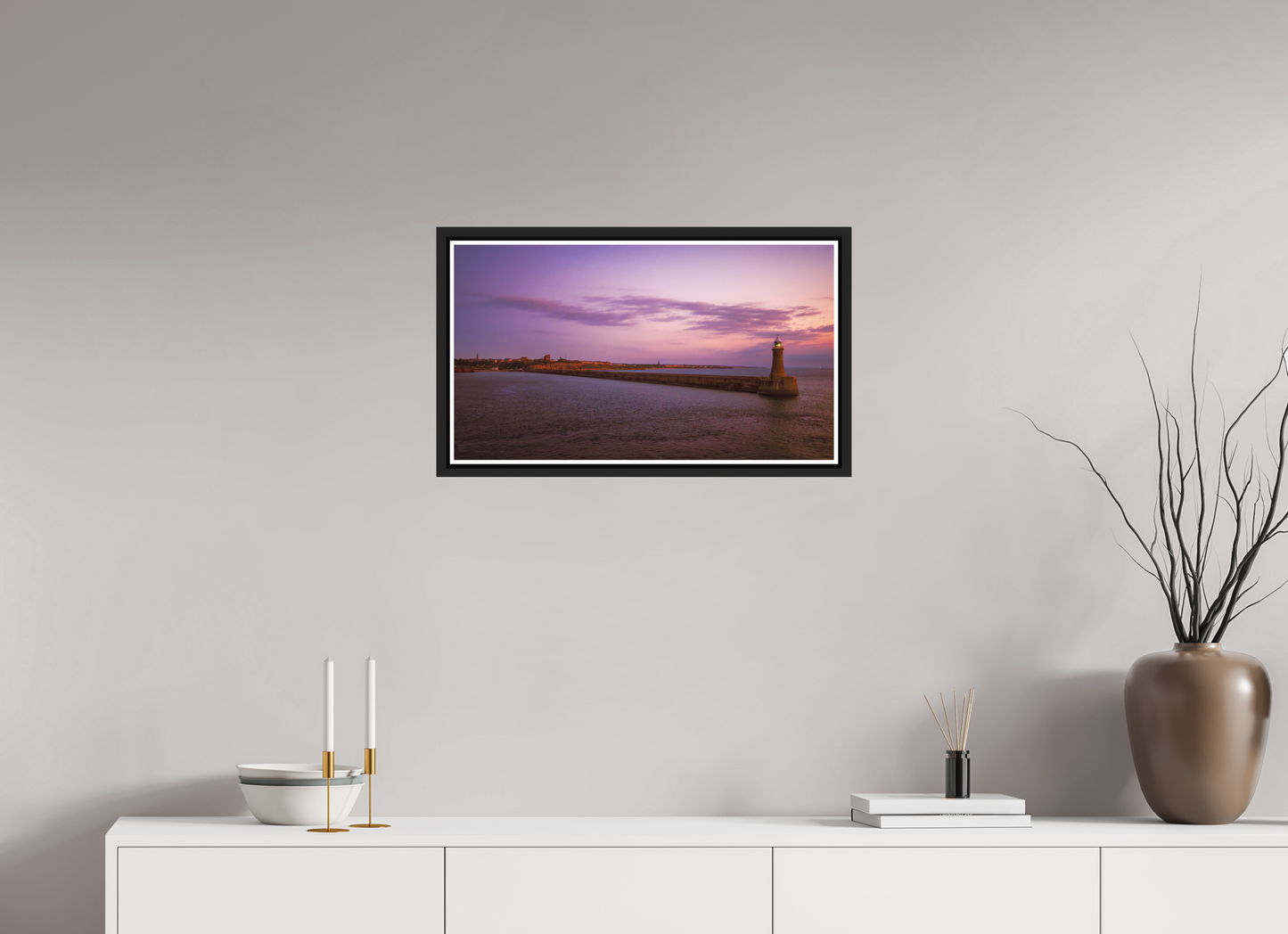 64 x 36 cm, Matt Black Frame Coming home