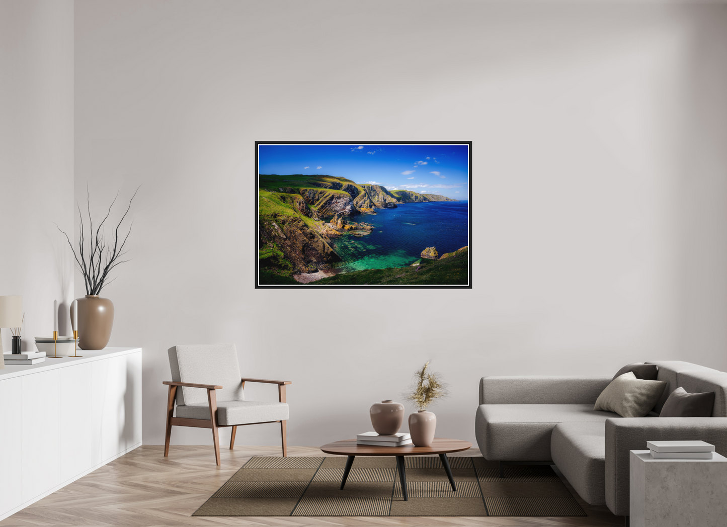 150 x 100 cm, Matt Black Frame Looking west Near St Abbs Head