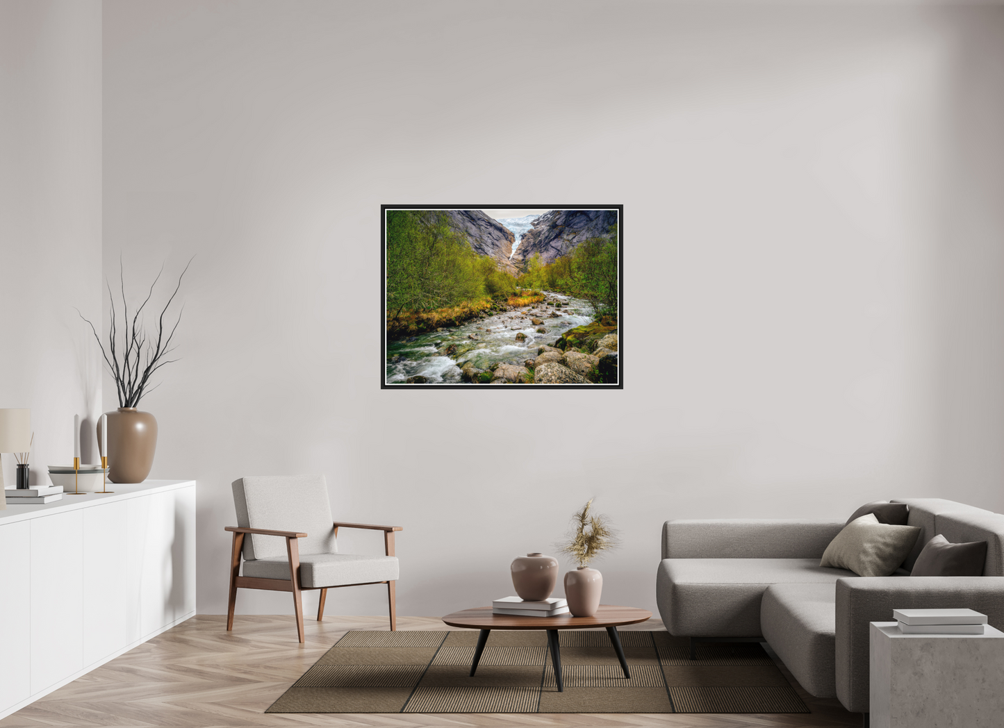 120 x 90 cm, Matt Black Frame Briksdal Glacier 2025