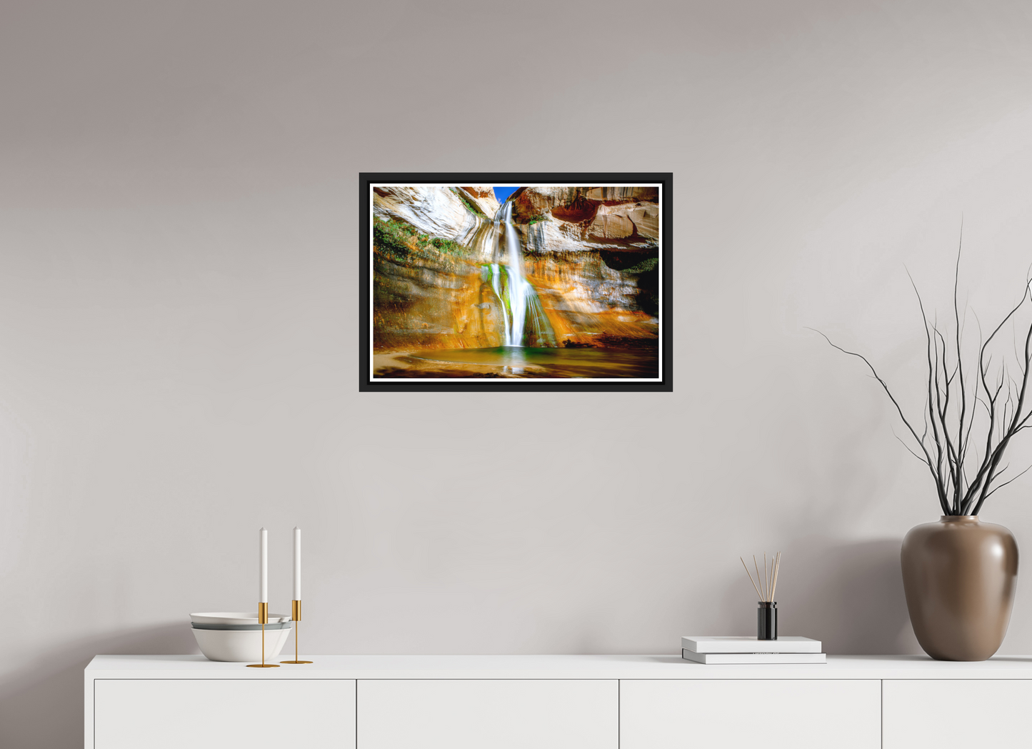 60 x 40 cm, Matt Black Frame Calf Creek Falls