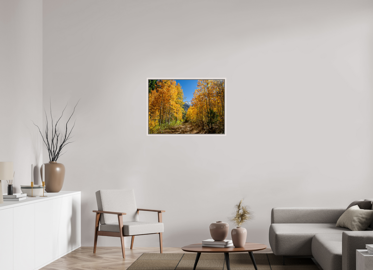 84 x 60 cm, White Frame Autumn in the Sierras