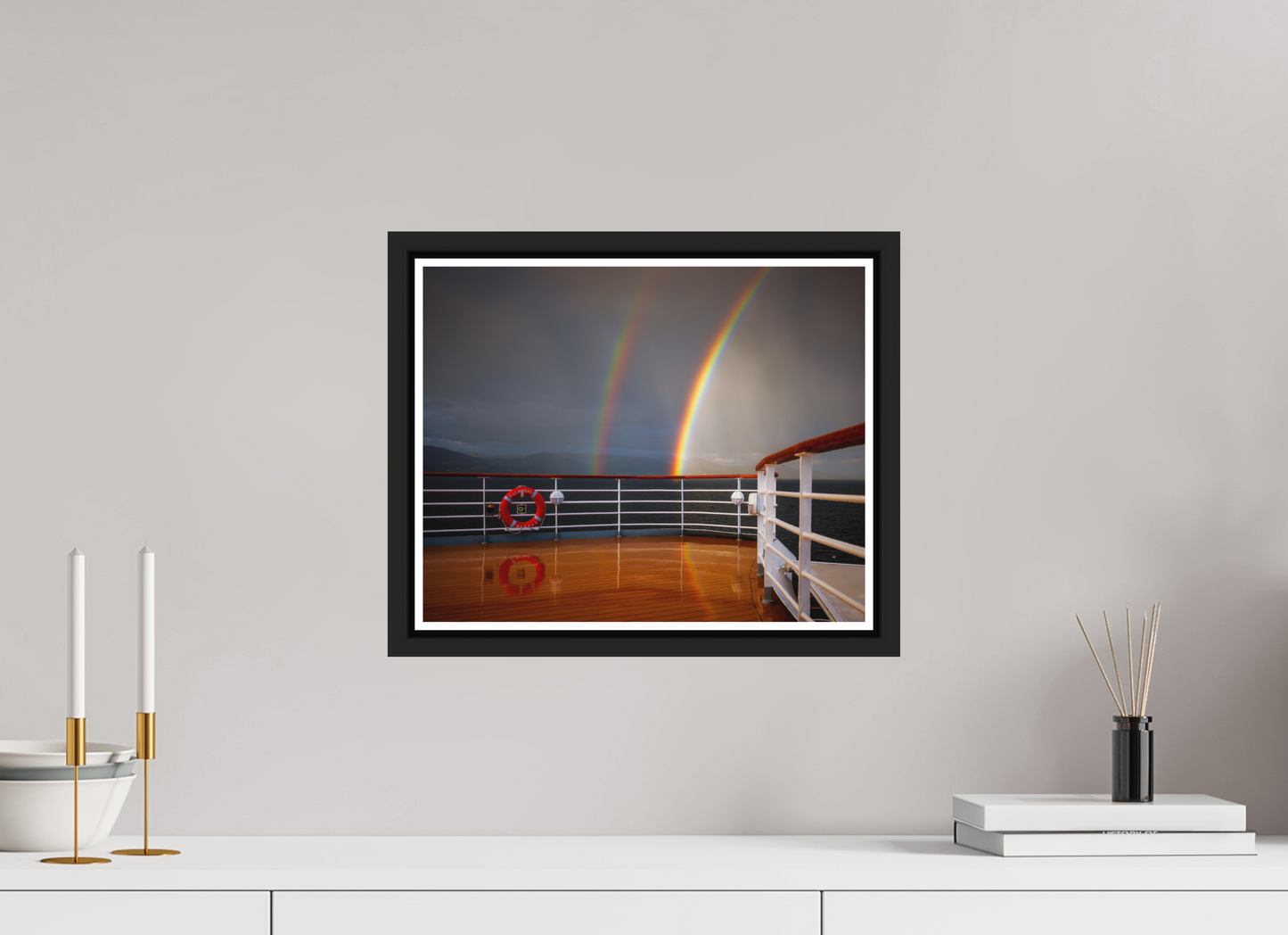 37.5 x 30 cm, Matt Black Frame Balmoral Rainbow