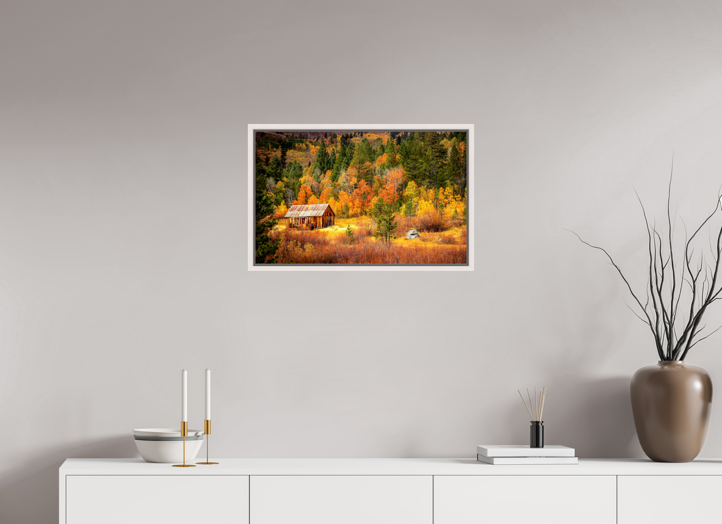 64 x 40 cm, White Frame Hope Valley Barn