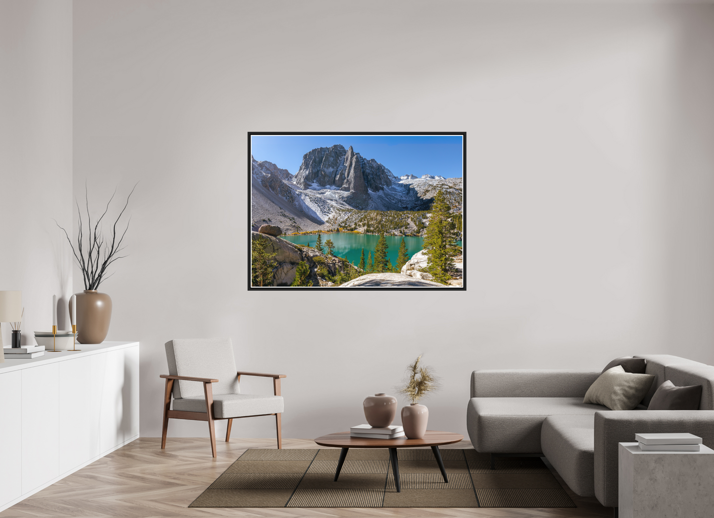 154 x 110 cm, Matt Black Frame Second Lake.