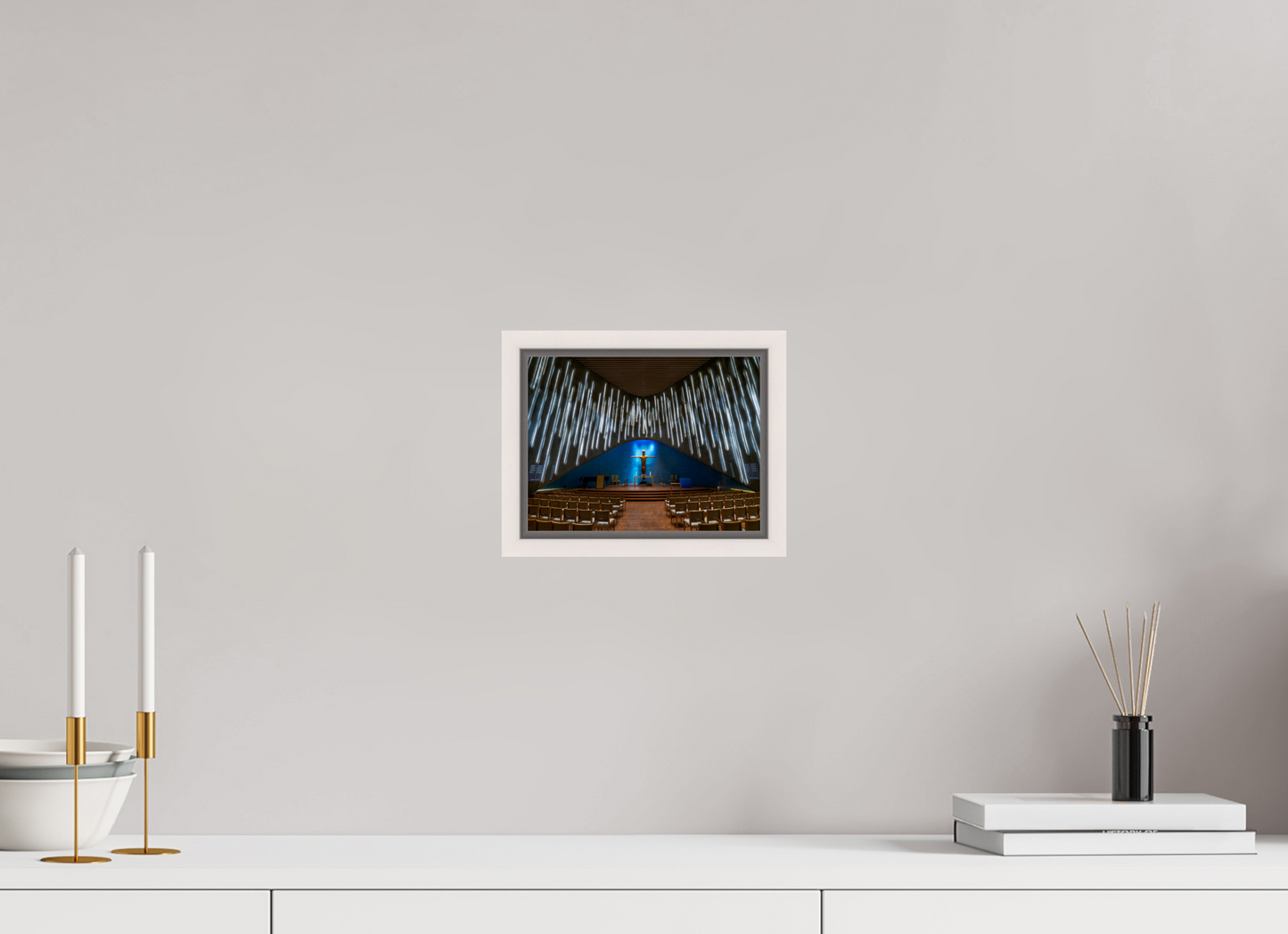 20 x 15 cm, White Frame Northern Lights Cathedral, Alta