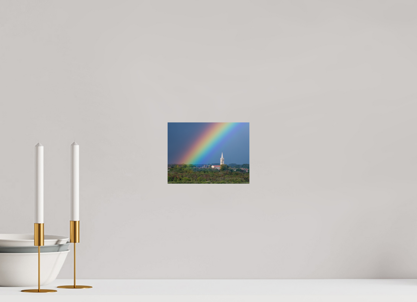 20 x 15 cm, Photo Print On Fuji Crystal DP II Church and rainbow